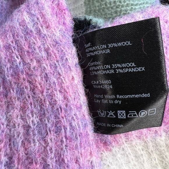 Veda Urban Outfitters Purple Green Striped Wool Mohair Blend Crewneck Sweater S - Picture 7 of 8